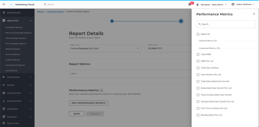 List Growth & Attrition Reporting